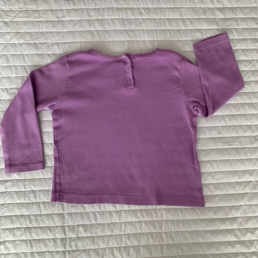 VTG Children’s Place Shirt Toddler Girls 24M Purple Butterfly Long Sleeves Snaps